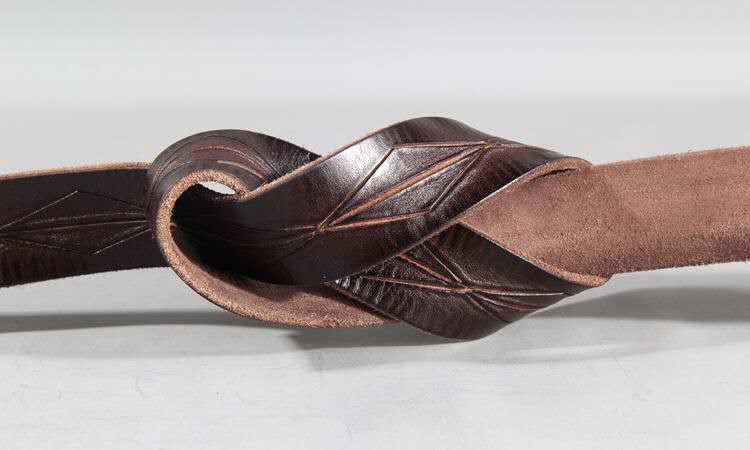 Vintage Patterned Leather Belt with Brass Buckle-Original Leather Belt