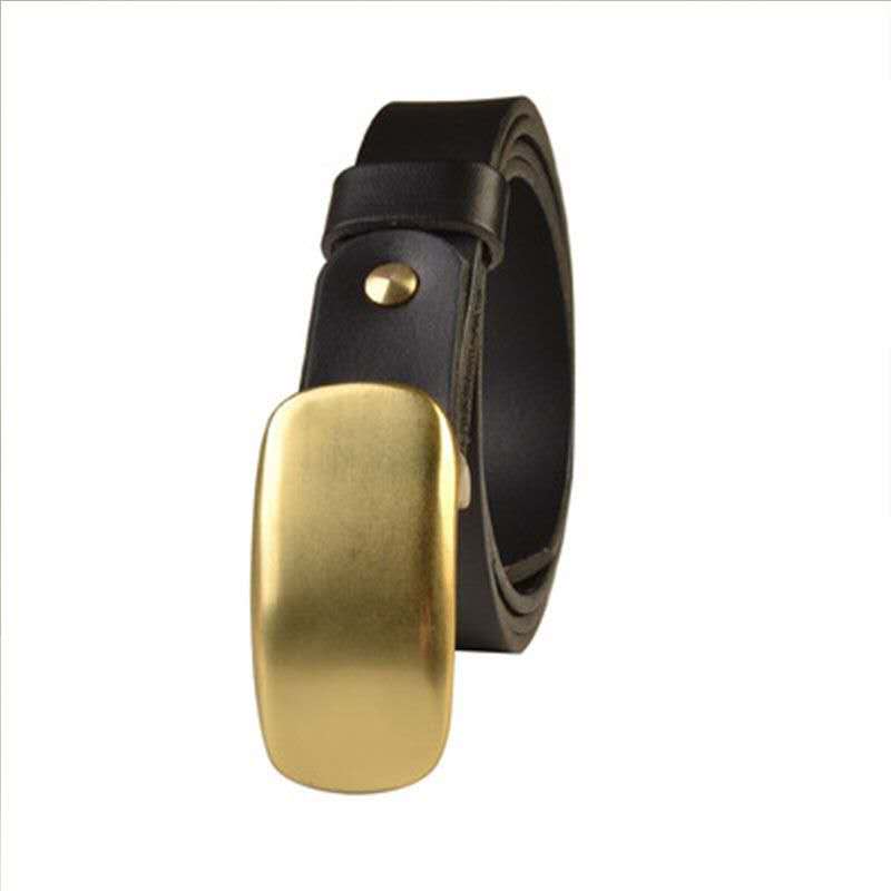 Matte Gold Buckle Leather Belt-Original Leather Belt