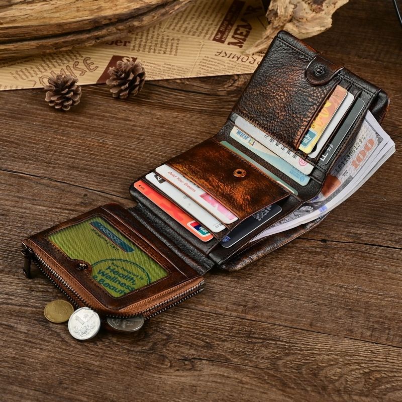 Men’s Vintage Leather Wallet –Handcrafted, Slim & Durable