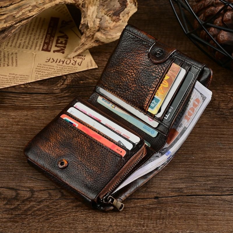 Men’s Vintage Leather Wallet –Handcrafted, Slim & Durable