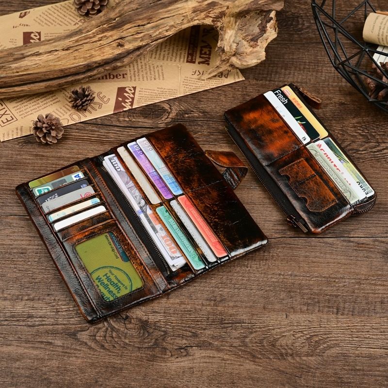 Vintage Flame-Black Leather Wallet – Style Meets Functionality