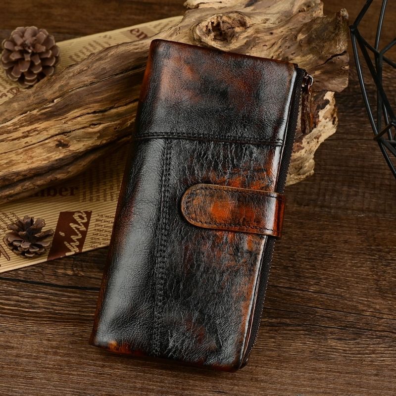 Vintage Flame-Black Leather Wallet – Style Meets Functionality