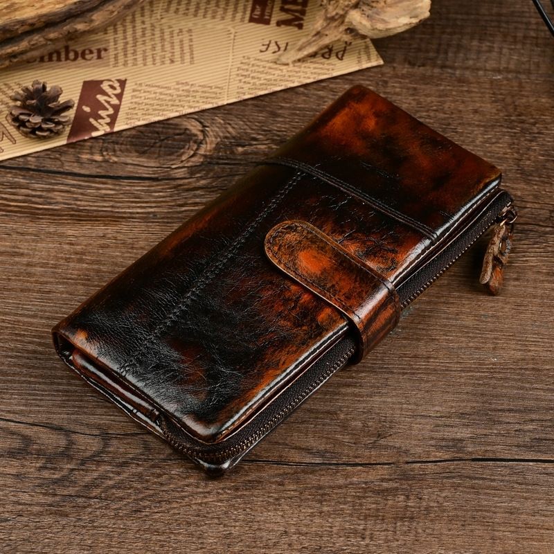 Vintage Flame-Black Leather Wallet – Style Meets Functionality