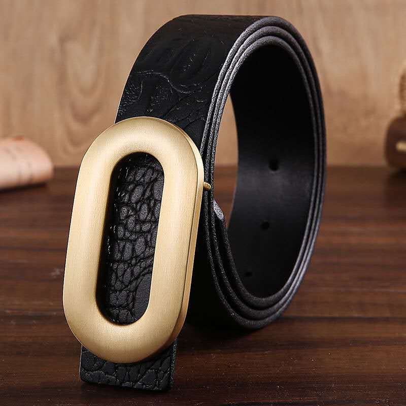 Vintage Oval Buckle Leather Belt-Original Leather Belt