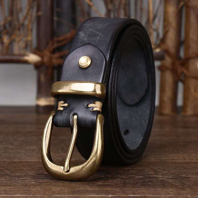 Vintage Genuine Leather Belt-100% Full-Grain Cowhide Leather