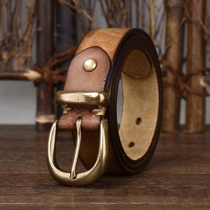 Vintage Genuine Leather Belt-100% Full-Grain Cowhide Leather
