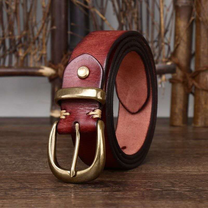 Vintage Genuine Leather Belt-100% Full-Grain Cowhide Leather