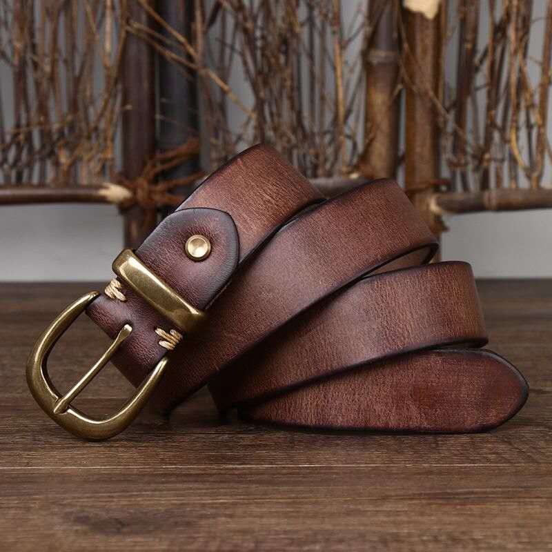 Vintage Genuine Leather Belt-100% Full-Grain Cowhide Leather