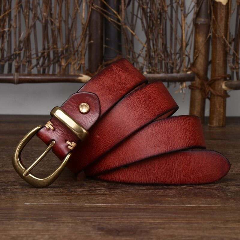 Vintage Genuine Leather Belt-100% Full-Grain Cowhide Leather