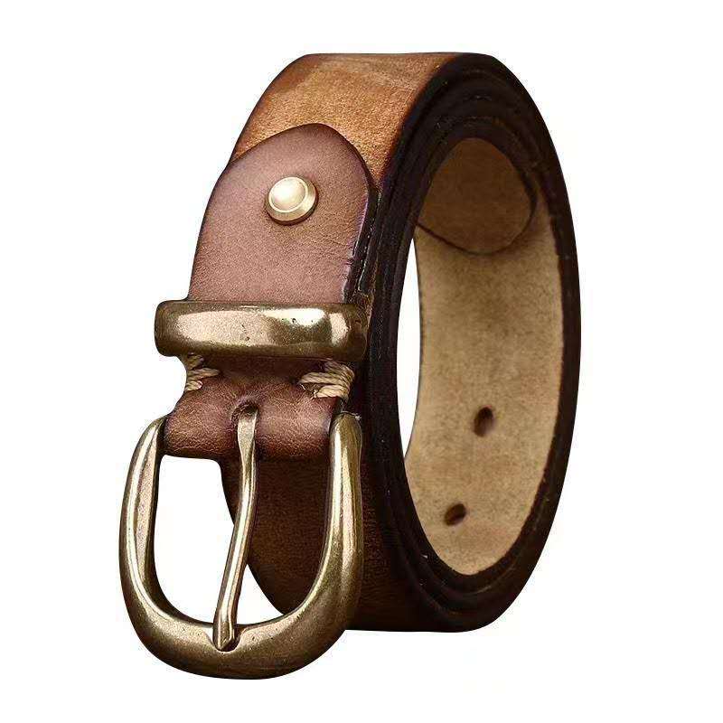 Vintage Genuine Leather Belt-100% Full-Grain Cowhide Leather