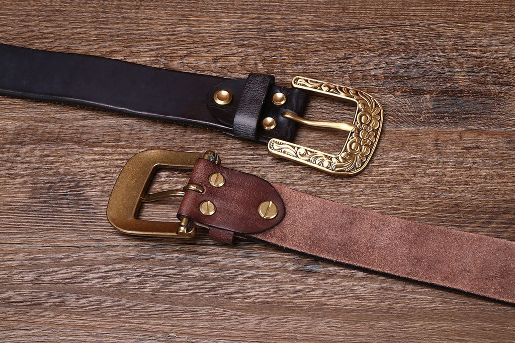 Vintage Floral Buckle Leather Belt-Original Leather Belt
