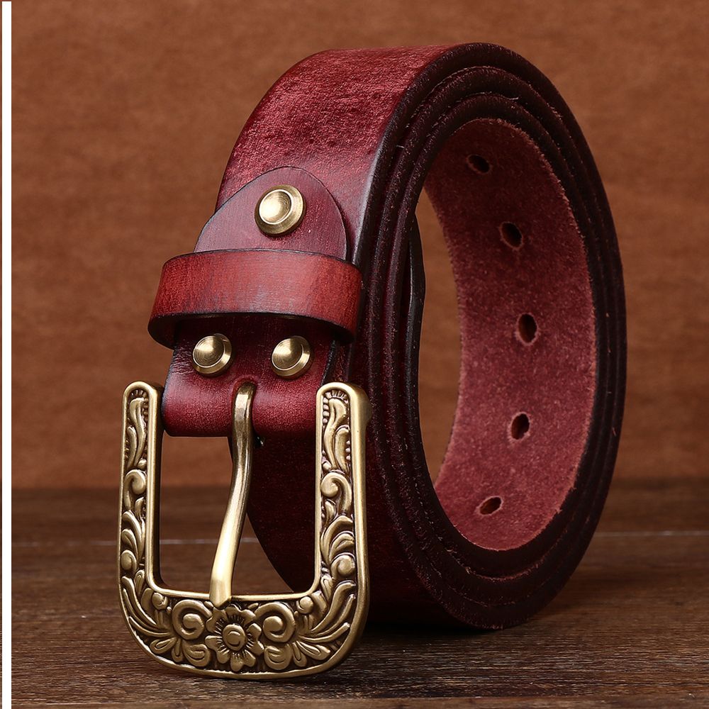Vintage Floral Buckle Leather Belt-Original Leather Belt