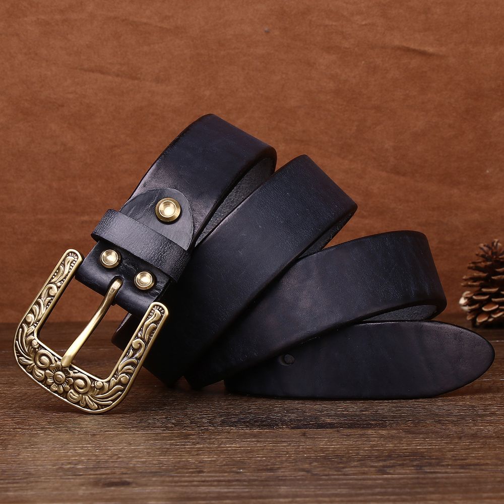 Vintage Floral Buckle Leather Belt-Original Leather Belt