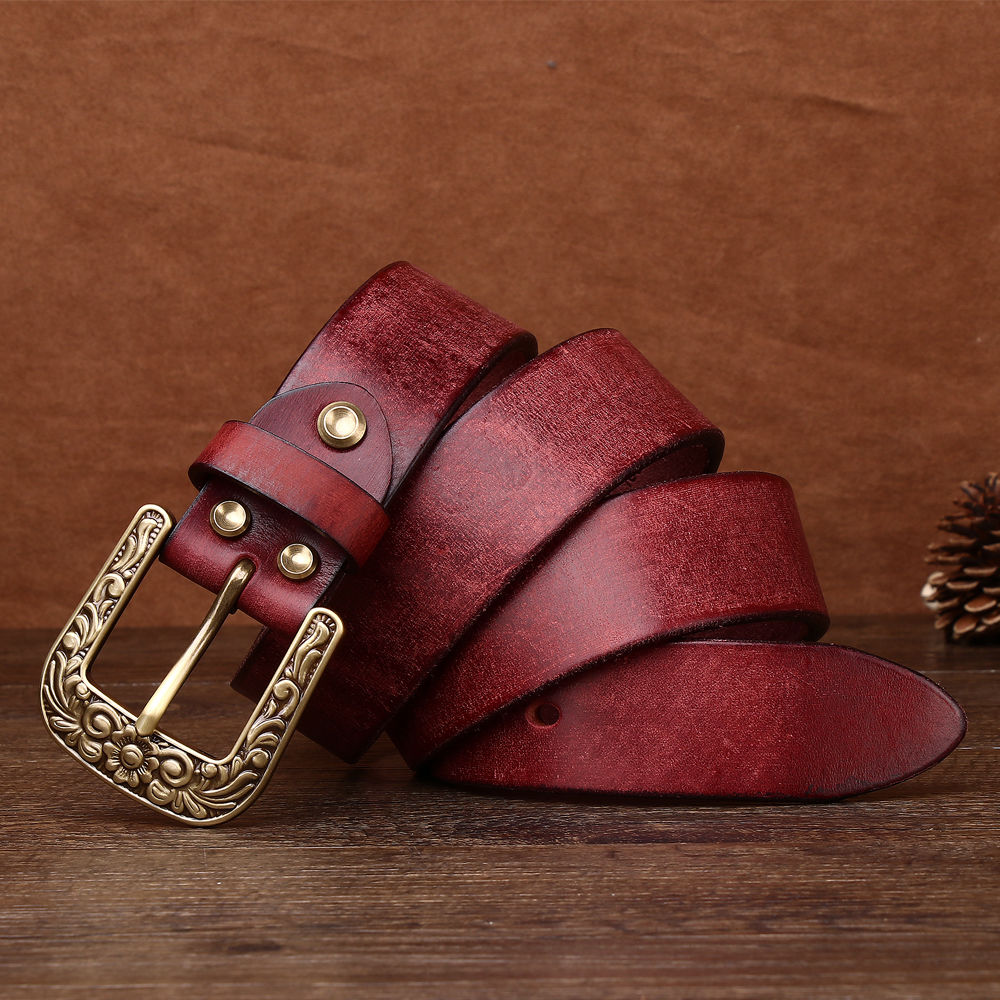 Vintage Floral Buckle Leather Belt-Original Leather Belt