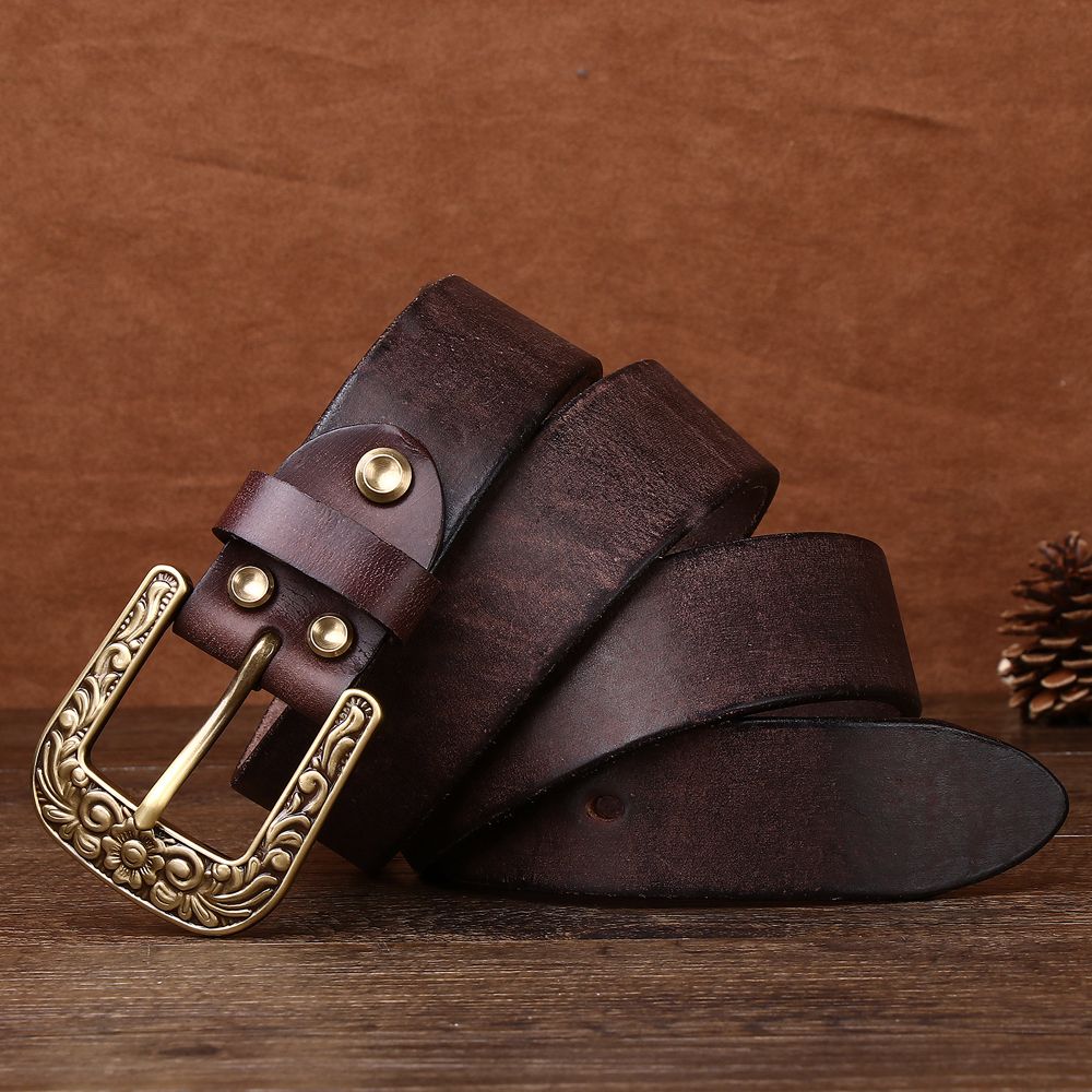 Vintage Floral Buckle Leather Belt-Original Leather Belt