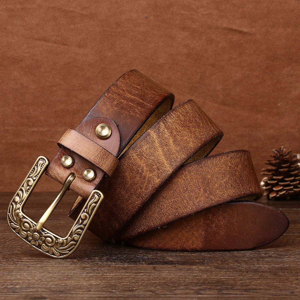 Vintage Floral Buckle Leather Belt-Original Leather Belt