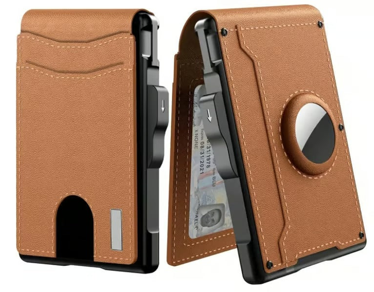 🔥Hot Sale -49% OFF!✨Wallet for Men - With Pop Up Aluminum Case Money Clip Slim Leather Slots Credit Card Holder RFID Blocking Bifold Minimalist Wallet