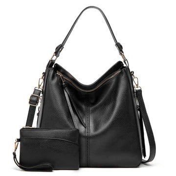 Luxury Leather Hobo Anti-Theft Handbag + Free Pouch Wallet